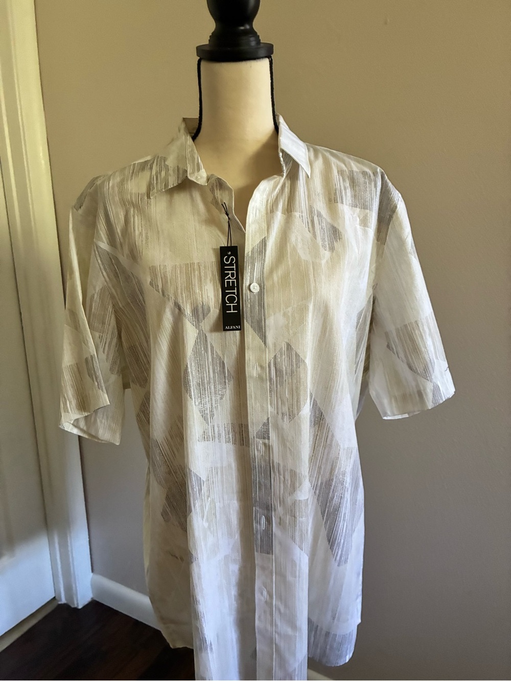 Alfani Men's Short Sleeve Button Front Stretch Shirt